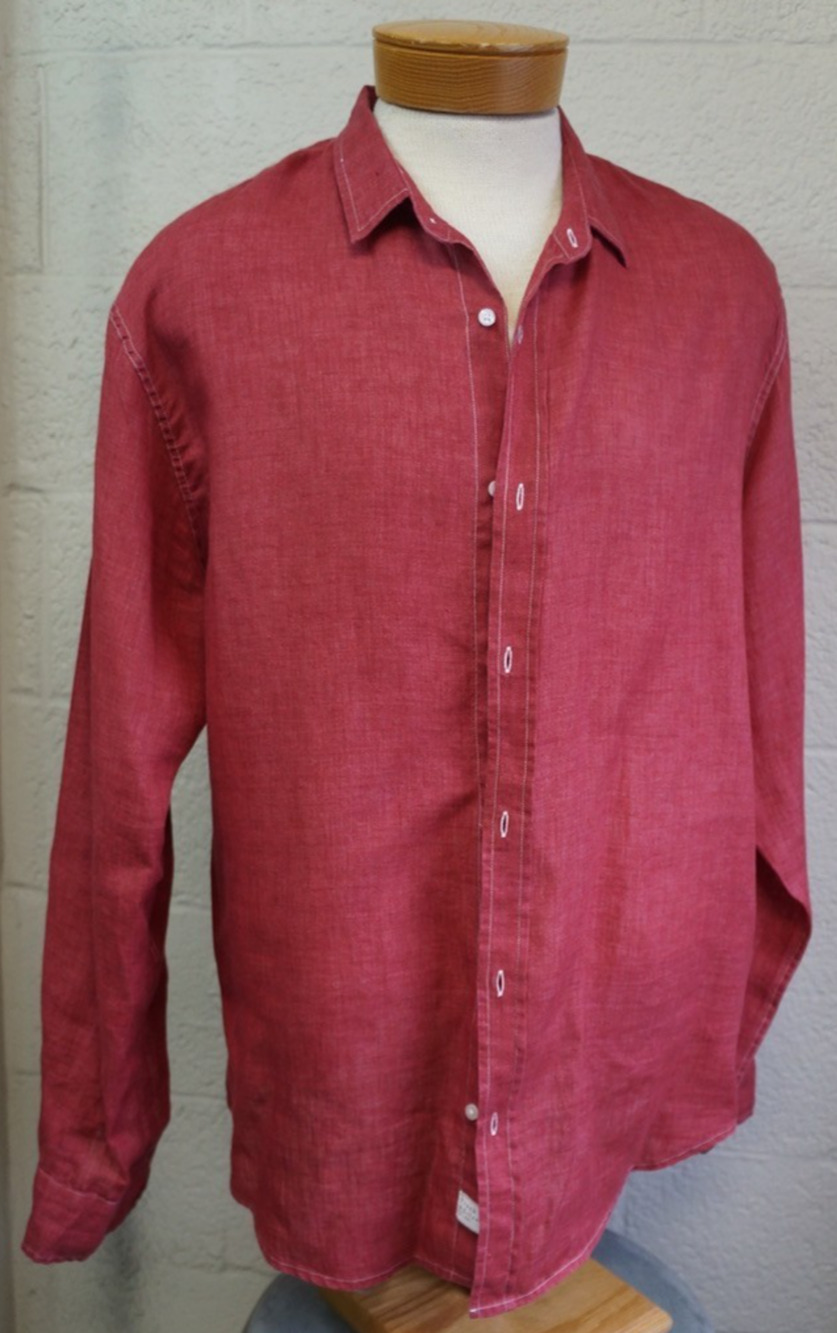 Frank & Eileen Men's Linen Button Down Shirt Red / Raspberry Size XXL